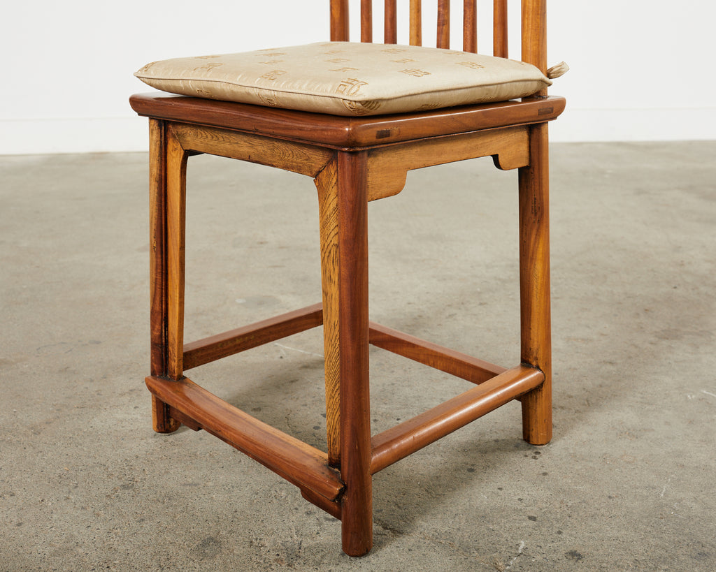 Set of Four Chinese Provincial Spindleback Elm Dining Chairs