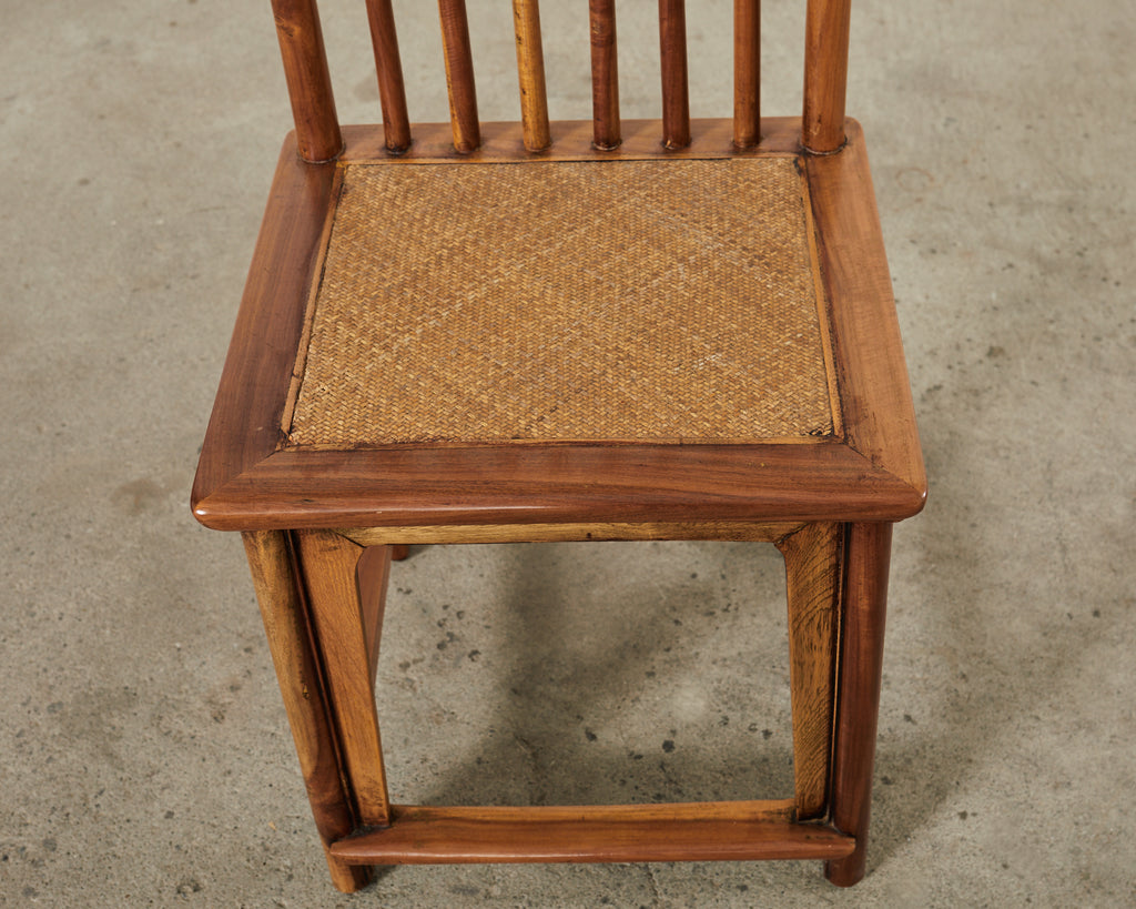 Set of Four Chinese Provincial Spindleback Elm Dining Chairs
