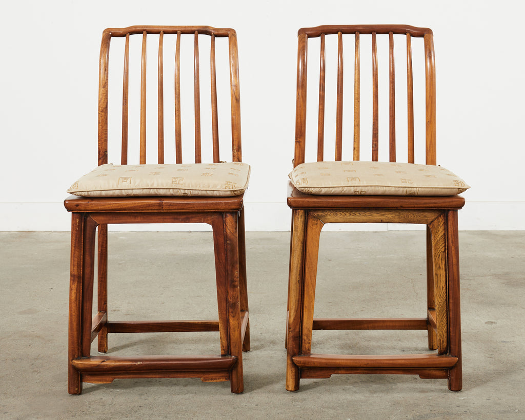 Set of Four Chinese Provincial Spindleback Elm Dining Chairs