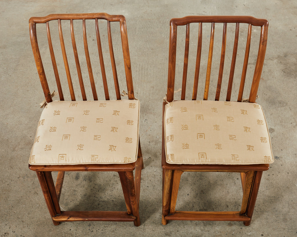 Set of Four Chinese Provincial Spindleback Elm Dining Chairs