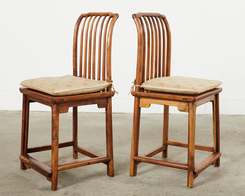 Set of Four Chinese Provincial Spindleback Elm Dining Chairs