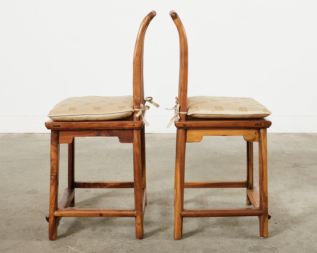 Set of Four Chinese Provincial Spindleback Elm Dining Chairs