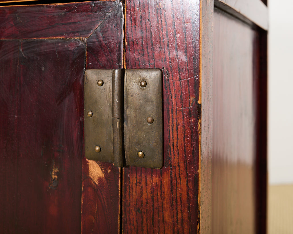 Chinese Red Lacquer Cabinet with Display Shelf