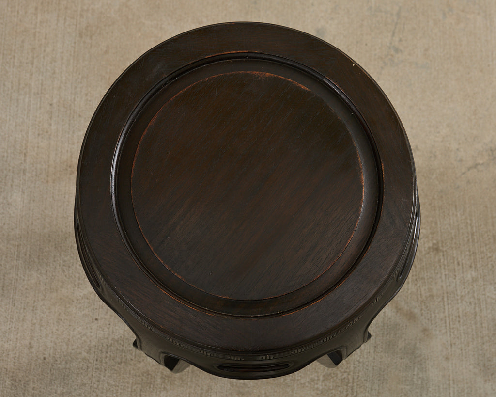 Pair of Chinese Export Hardwood Garden Stools or Drink Tables