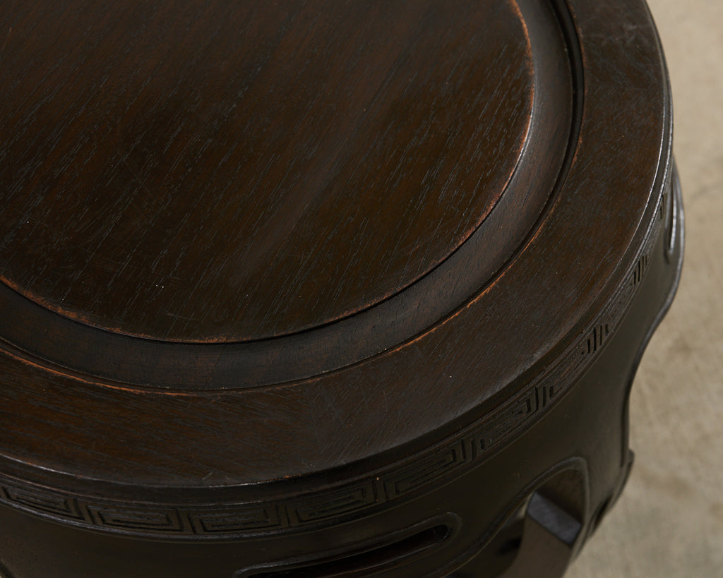 Pair of Chinese Export Hardwood Garden Stools or Drink Tables