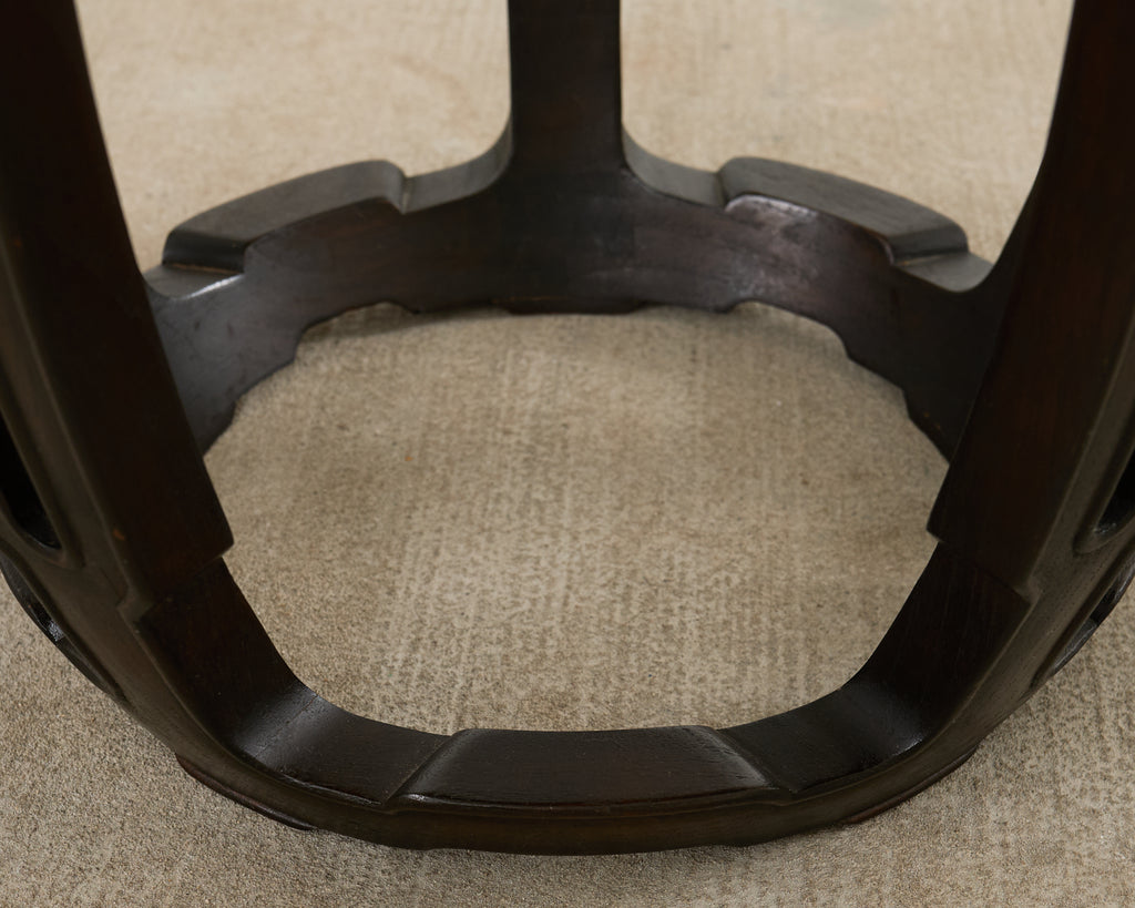 Pair of Chinese Export Hardwood Garden Stools or Drink Tables