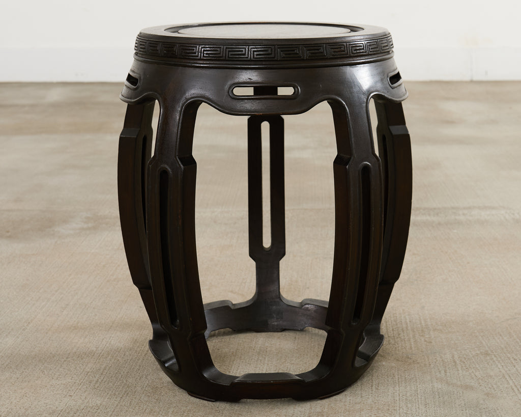 Pair of Chinese Export Hardwood Garden Stools or Drink Tables