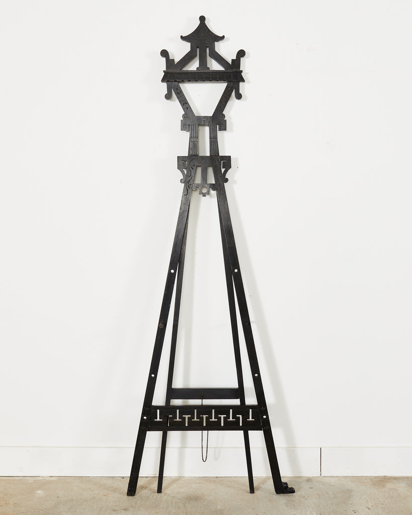 English Chinoiserie Style Ebonized Pagoda Artists Easel