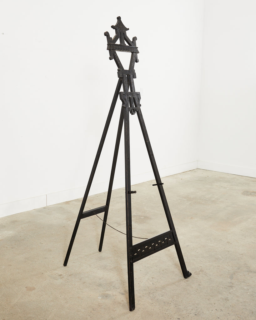 English Chinoiserie Style Ebonized Pagoda Artists Easel