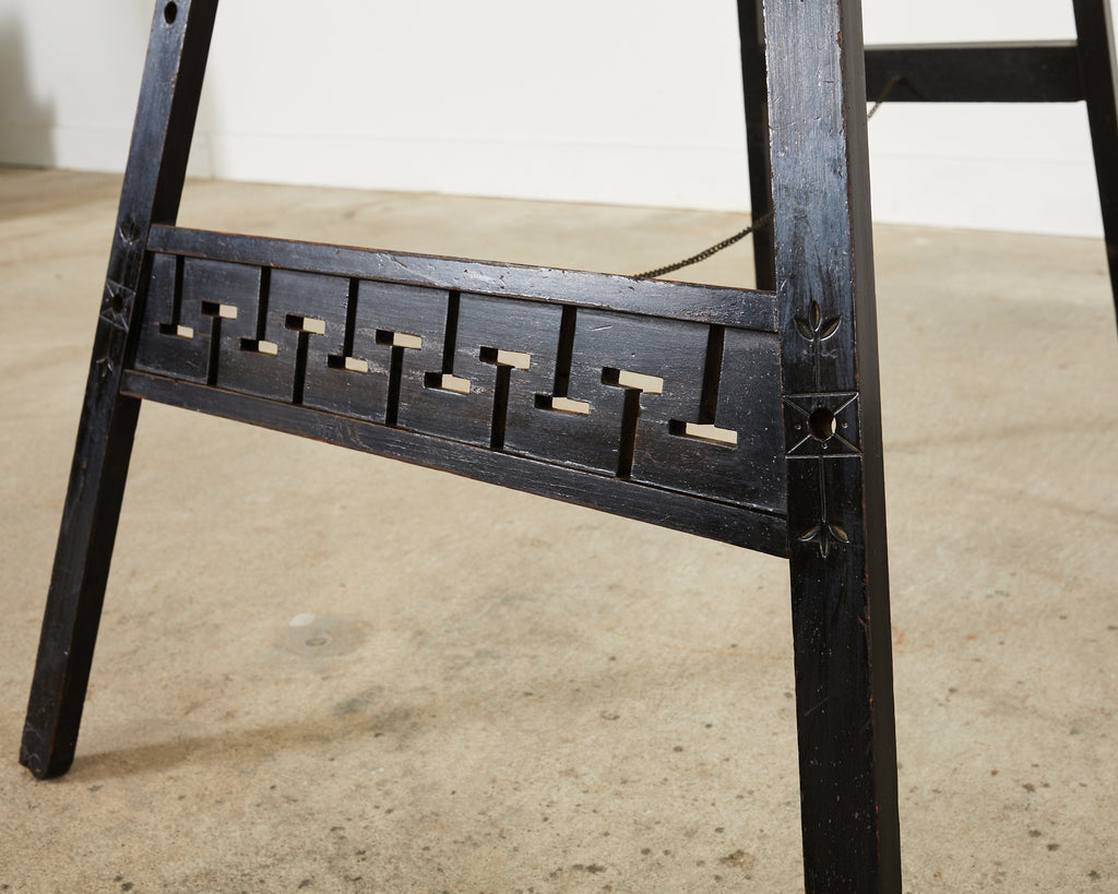 English Chinoiserie Style Ebonized Pagoda Artists Easel