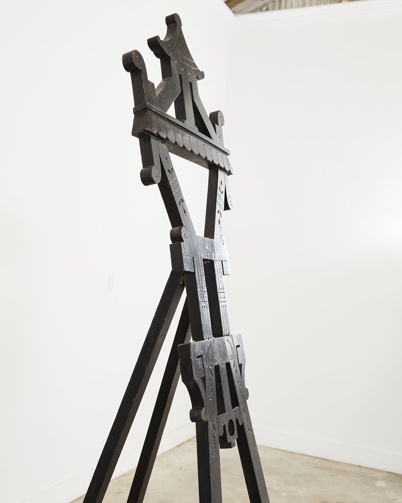 English Chinoiserie Style Ebonized Pagoda Artists Easel