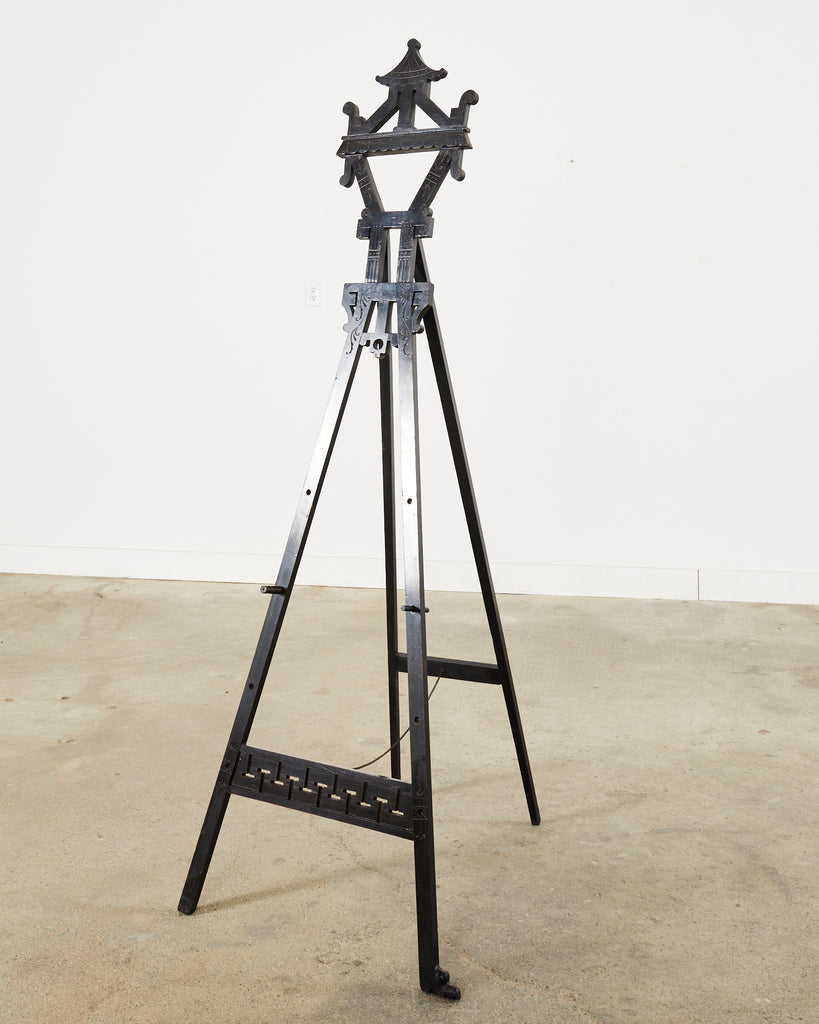 English Chinoiserie Style Ebonized Pagoda Artists Easel