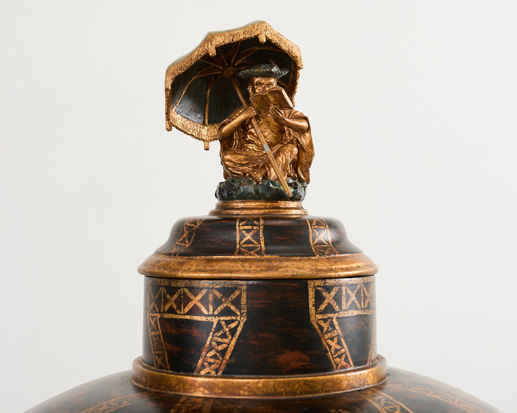 Faux Bamboo Chinoiserie Decorated Bar Cabinet on Stand