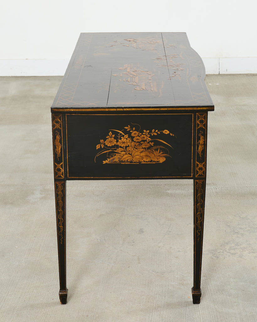 English George III Style Chinoiserie Decorated Lacquer Desk