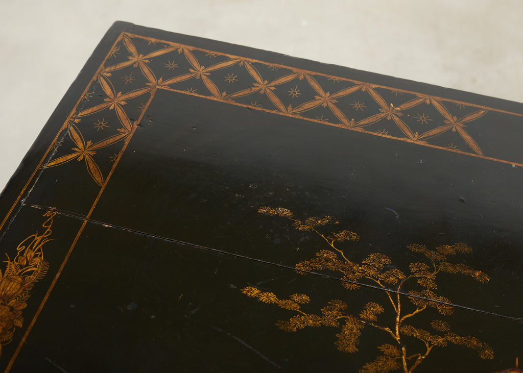 English George III Style Chinoiserie Decorated Lacquer Desk