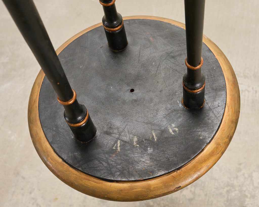 20th C. English Chinoiserie Ebonized Gilt Tripod Drinks Table