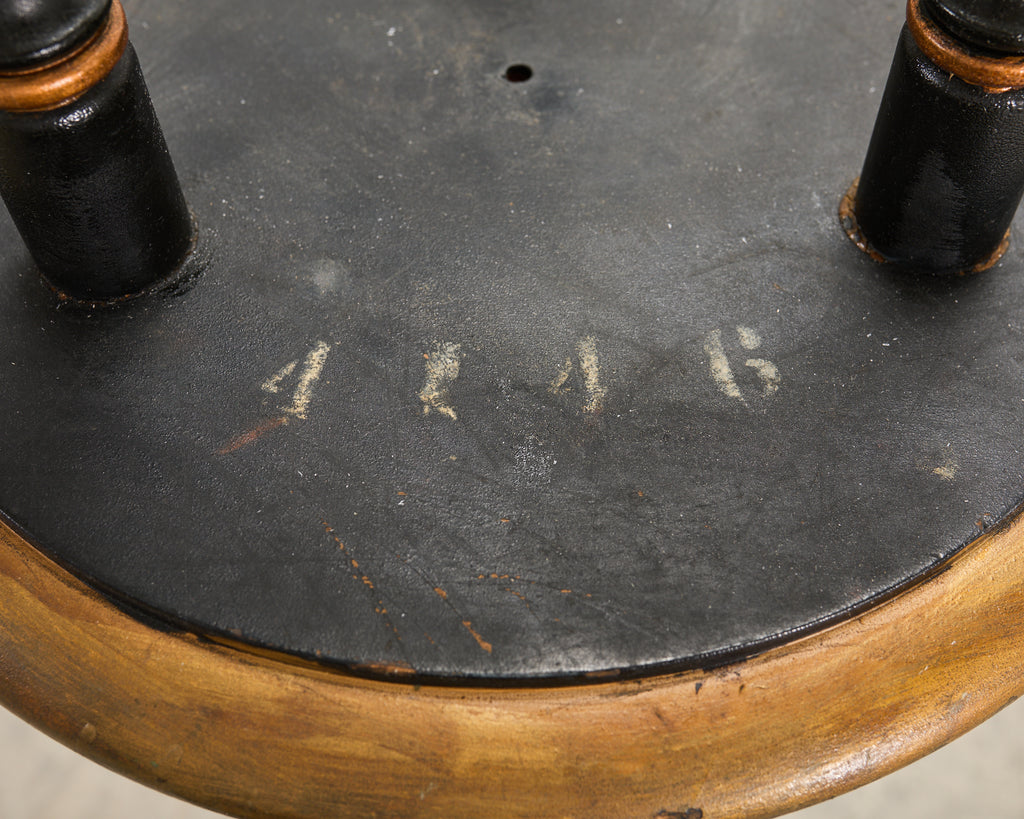 20th C. English Chinoiserie Ebonized Gilt Tripod Drinks Table
