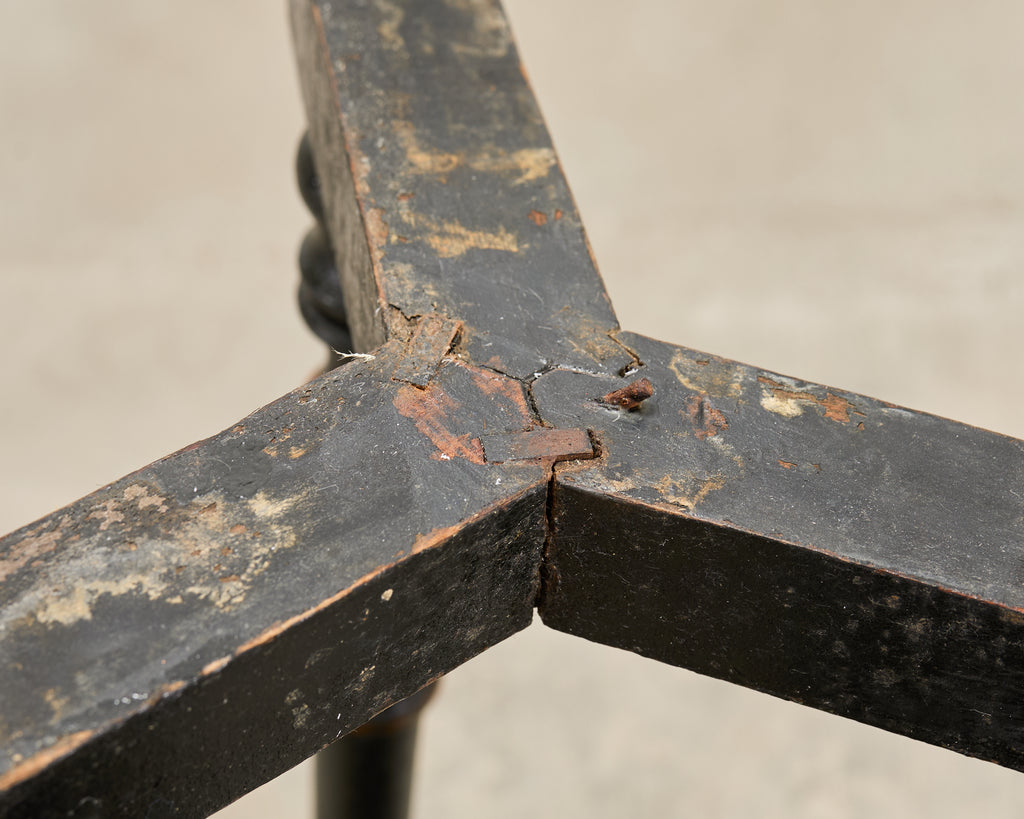 20th C. English Chinoiserie Ebonized Gilt Tripod Drinks Table