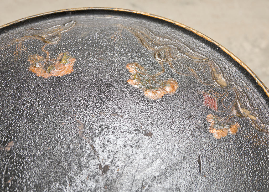 20th C. English Chinoiserie Ebonized Gilt Tripod Drinks Table