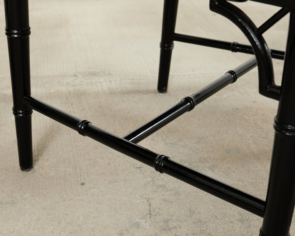 Set of Ten Chinese Chippendale Lacquered Faux Bamboo Dining Chairs