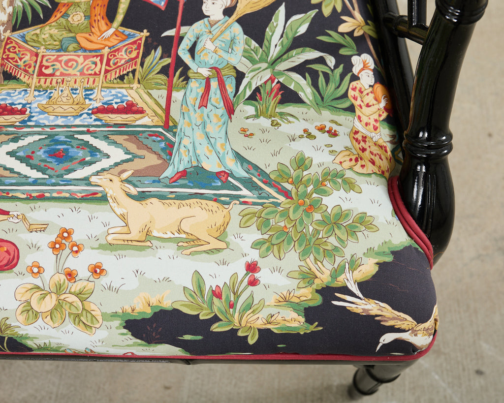 Set of Ten Chinese Chippendale Lacquered Faux Bamboo Dining Chairs