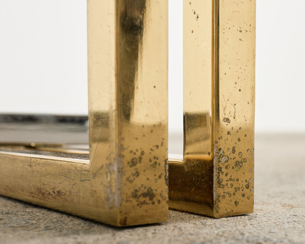 Romeo Rega Style Italian Brass Chrome Dining Trestle Table