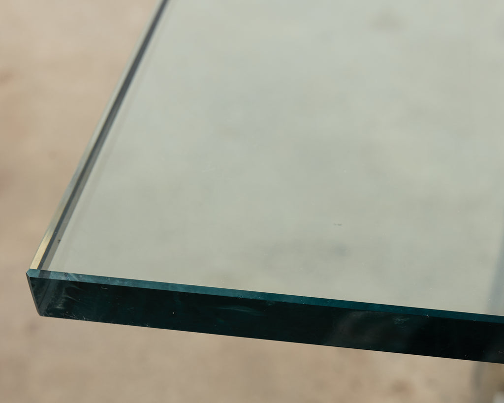 Romeo Rega Style Italian Brass Chrome Dining Trestle Table