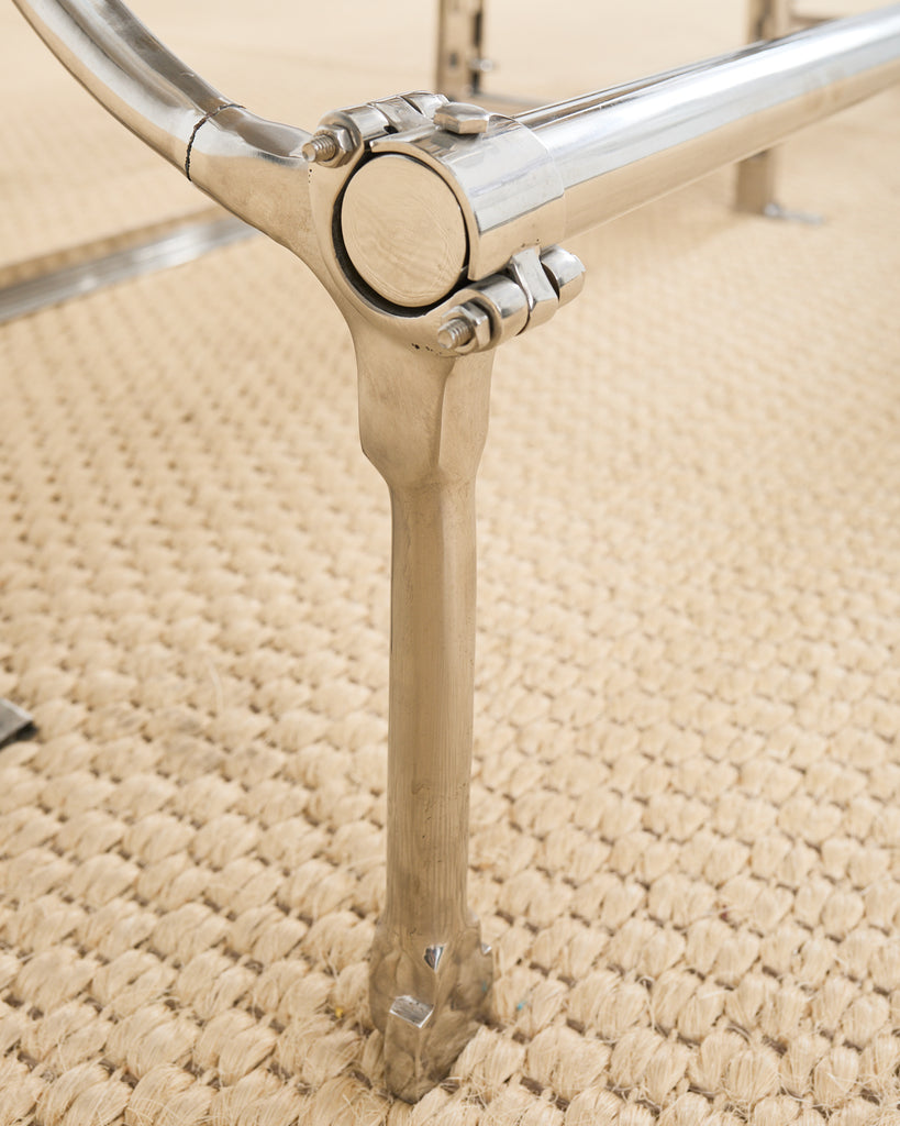 Industrial Style Polished Steel Library Etagere Bookcase with Step