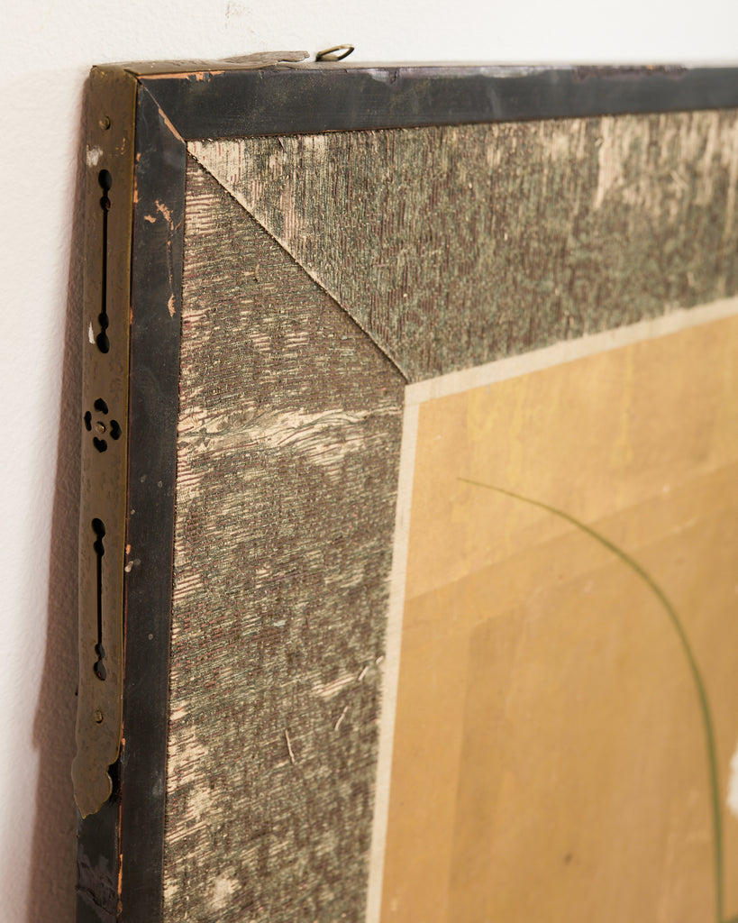 Japanese Edo Four Panel Screen Flowering White Chrysanthemums