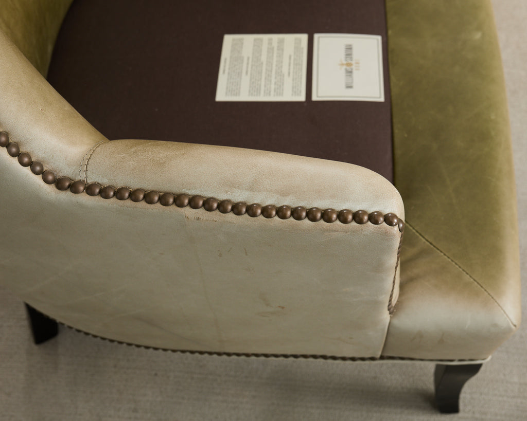 Pair of Midcentury Style Leather Butterfly Wingback Chairs