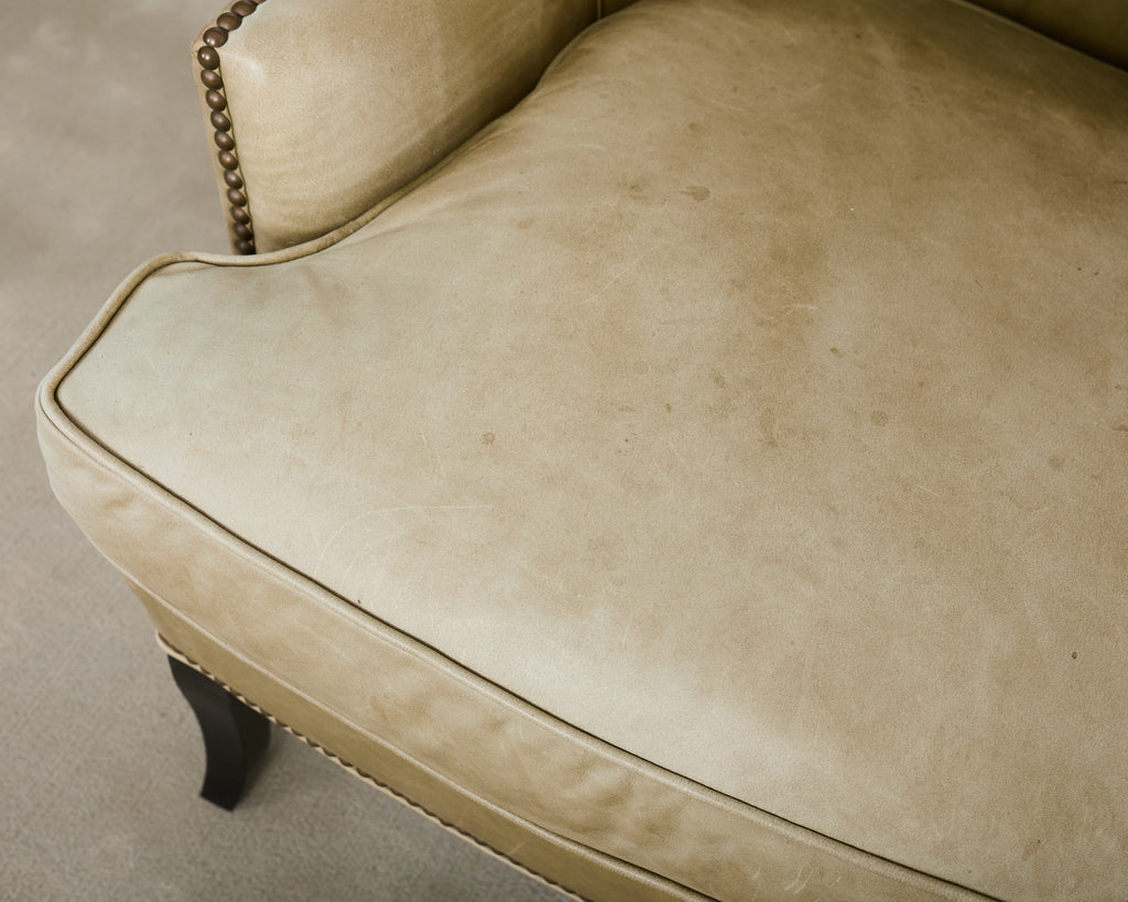 Pair of Midcentury Style Leather Butterfly Wingback Chairs