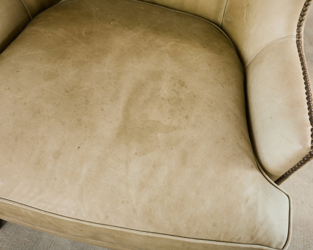 Pair of Midcentury Style Leather Butterfly Wingback Chairs