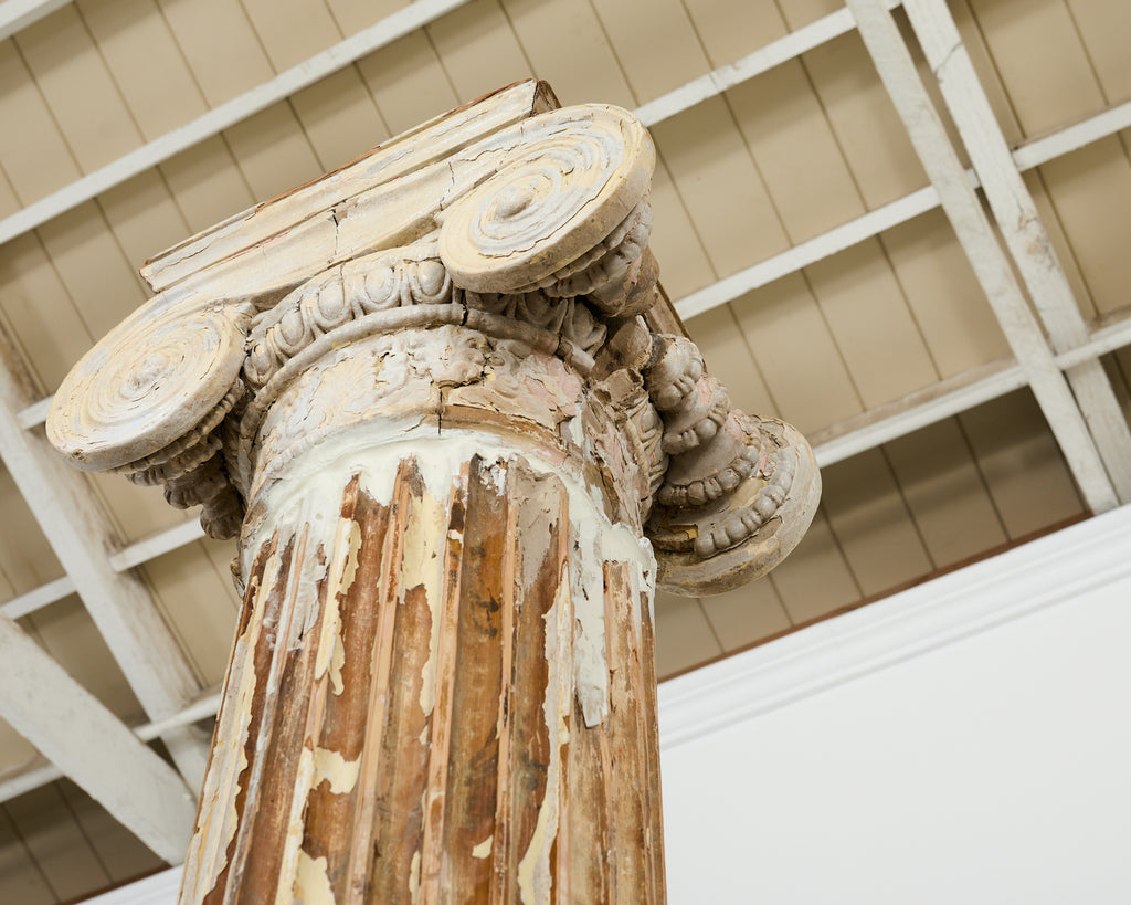 Pair of Distressed Greco-Roman Neoclassical Style Ionic Columns