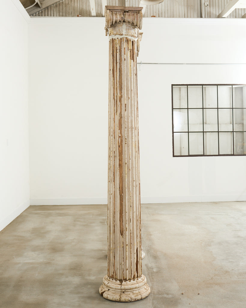 Pair of Distressed Greco-Roman Neoclassical Style Ionic Columns