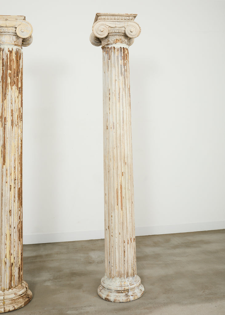 Pair of Distressed Greco-Roman Neoclassical Style Ionic Columns