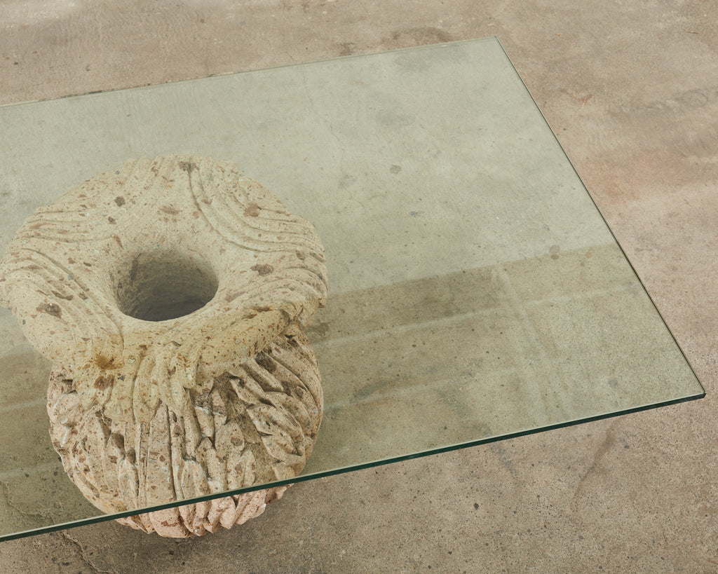 Michael Taylor Style Stone Acanthus Garden Dining Table