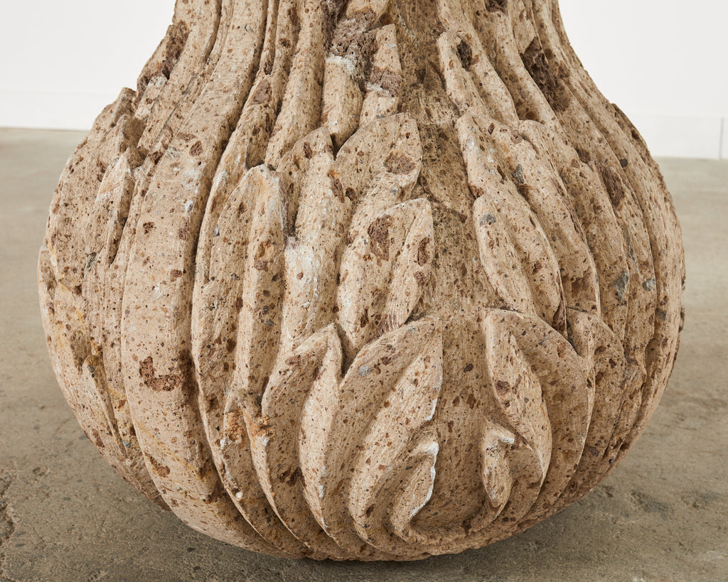 Michael Taylor Style Stone Acanthus Garden Dining Table