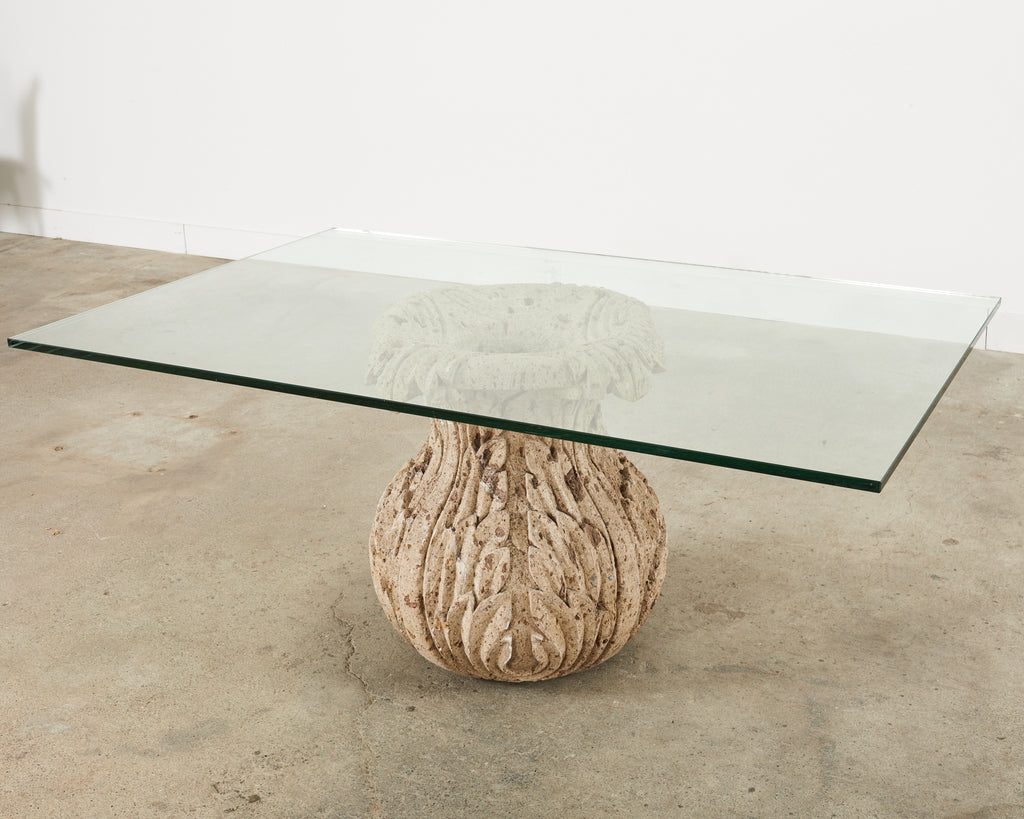 Michael Taylor Style Stone Acanthus Garden Dining Table