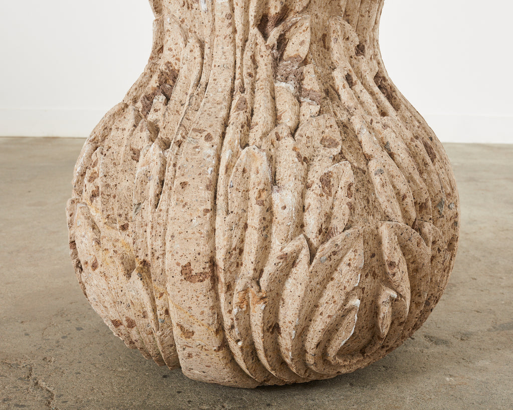 Michael Taylor Style Stone Acanthus Garden Dining Table