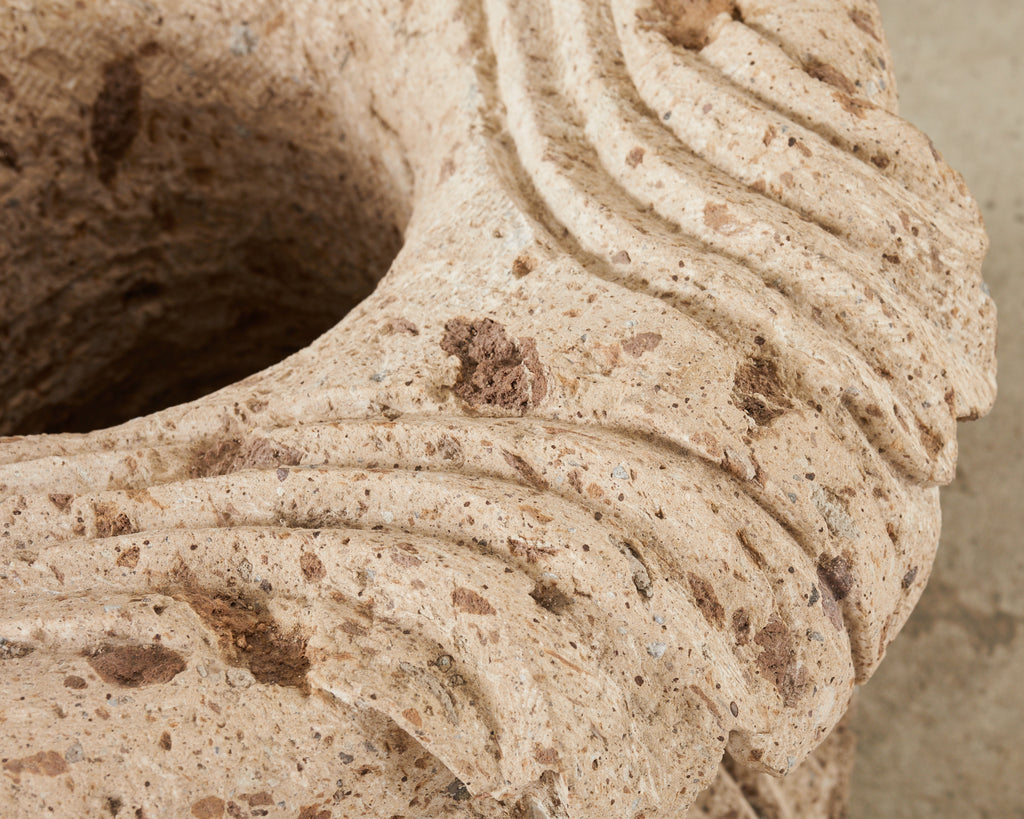 Michael Taylor Style Stone Acanthus Garden Dining Table