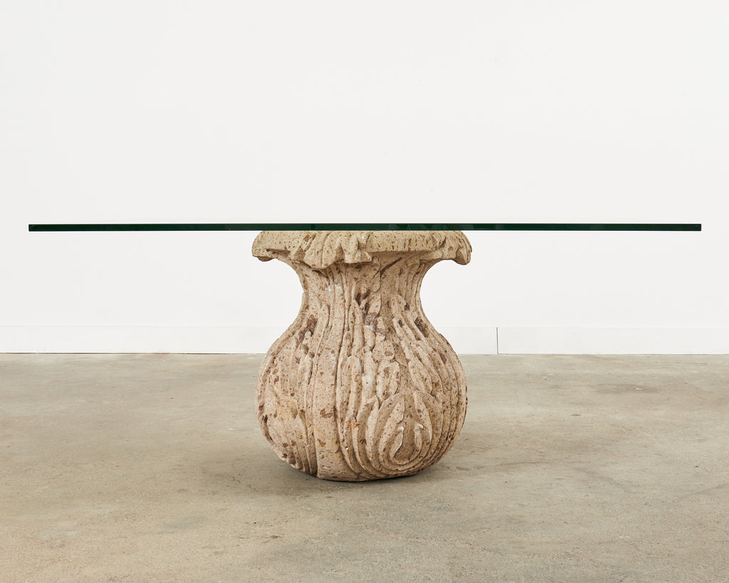 Michael Taylor Style Stone Acanthus Garden Dining Table