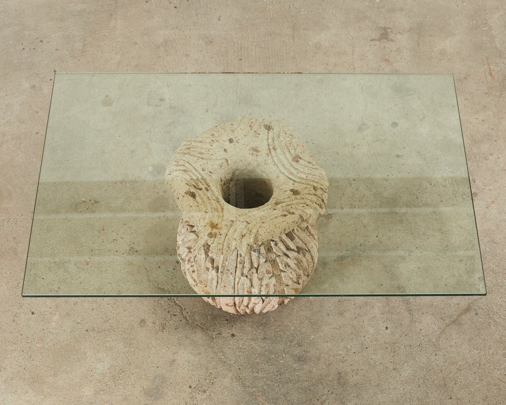 Michael Taylor Style Stone Acanthus Garden Dining Table