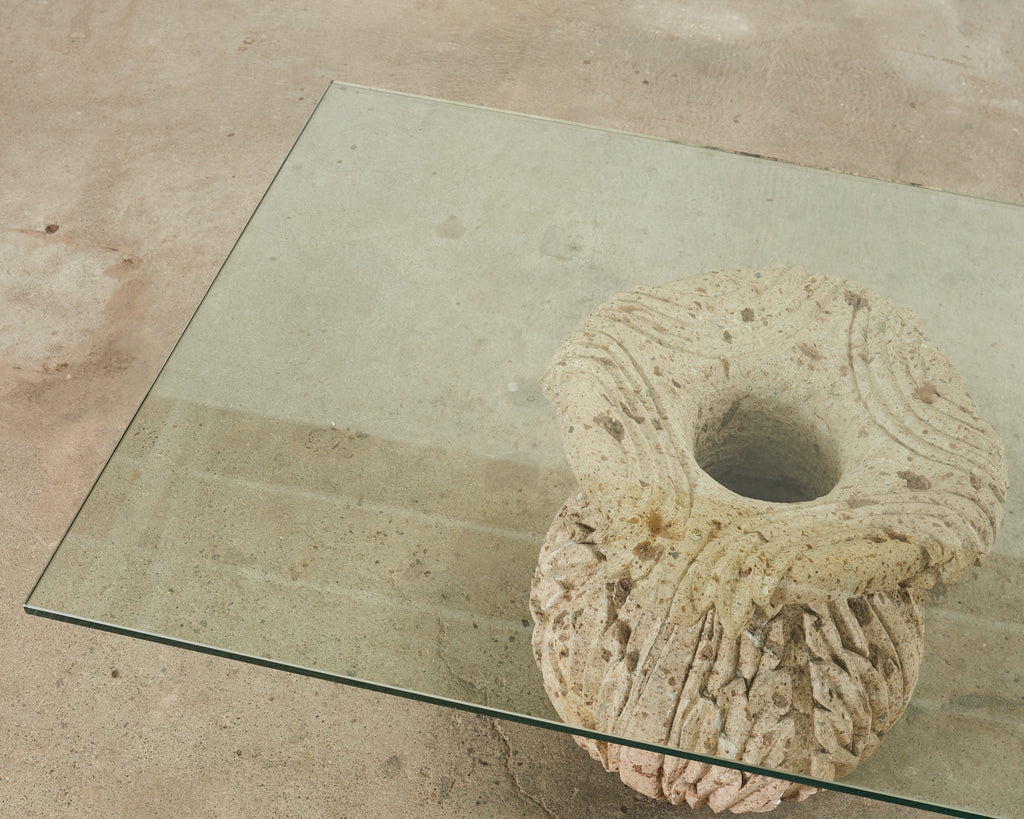 Michael Taylor Style Stone Acanthus Garden Dining Table