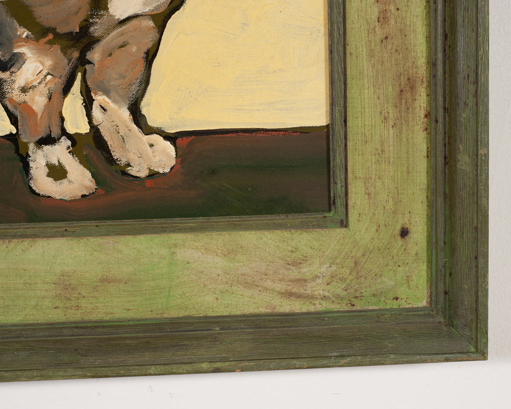 Ira Yeager Corgi Dog Oil on Canvas Folk Art Painting 2005