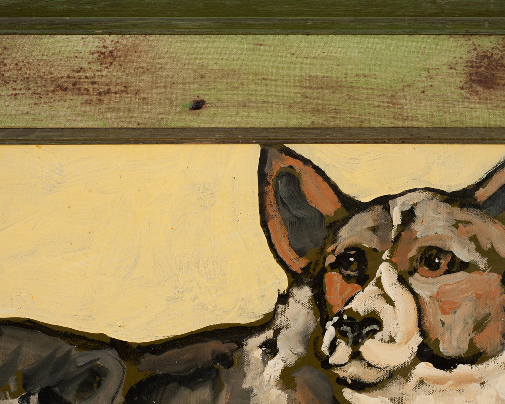 Ira Yeager Corgi Dog Oil on Canvas Folk Art Painting 2005