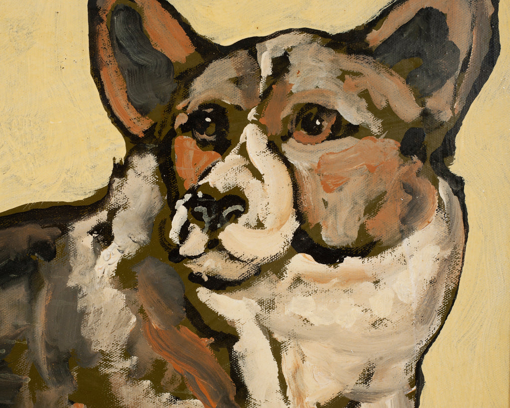 Ira Yeager Corgi Dog Oil on Canvas Folk Art Painting 2005