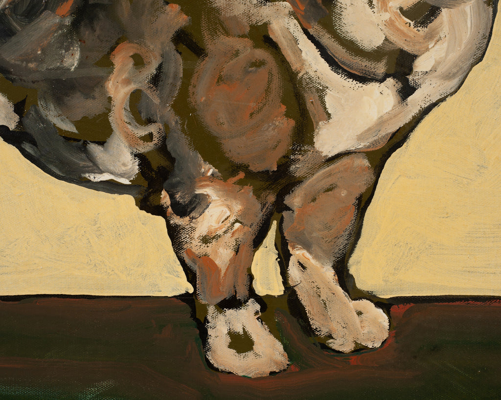 Ira Yeager Corgi Dog Oil on Canvas Folk Art Painting 2005