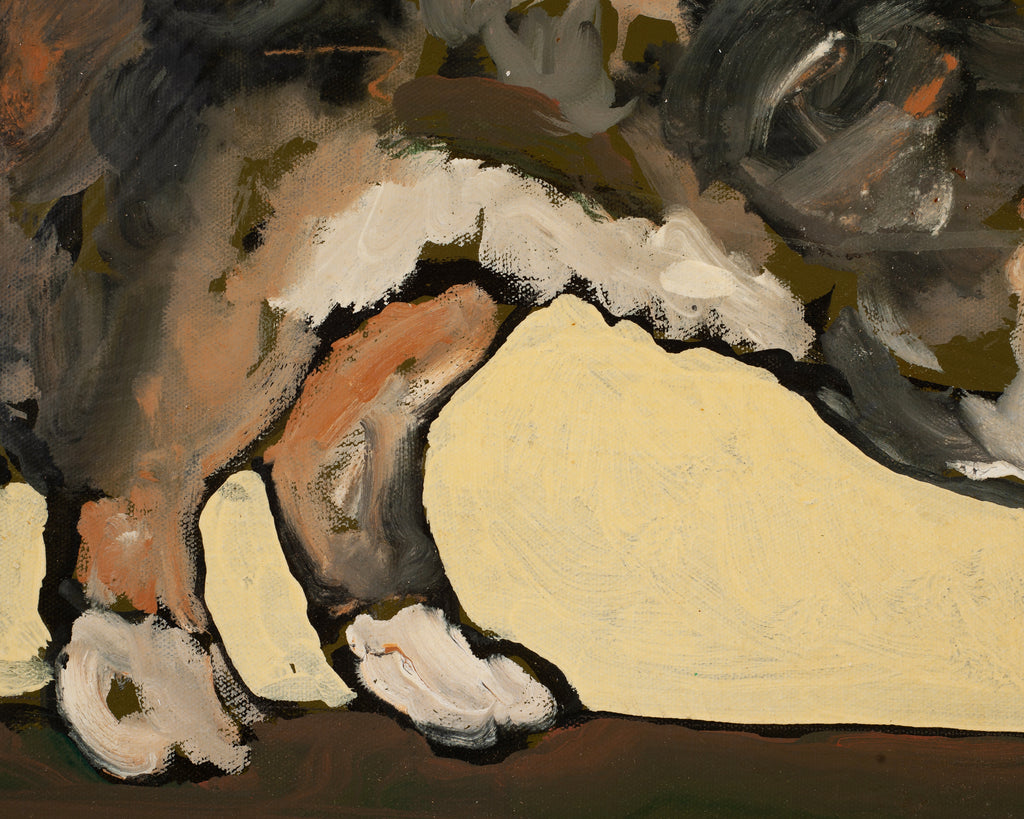 Ira Yeager Corgi Dog Oil on Canvas Folk Art Painting 2005