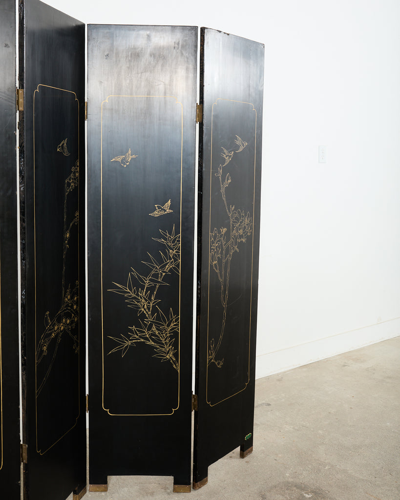 Chinese Export Four Panel Carved Soapstone Coromandel Screen