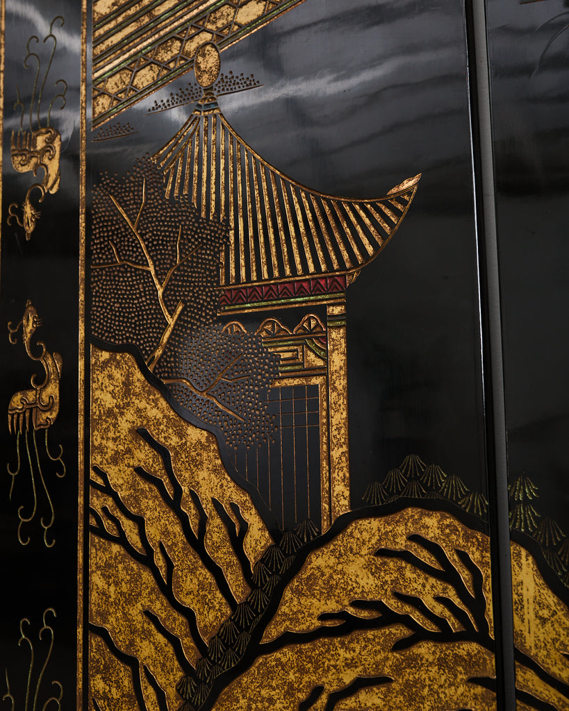 Grand Chinese Export Eight Panel Lacquered Coromandel Screen
